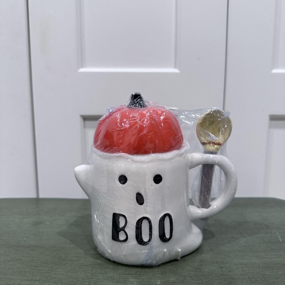 NEW HALLOWEEN BOO GHOST TOPPER CERAMIC MUG! - 5020